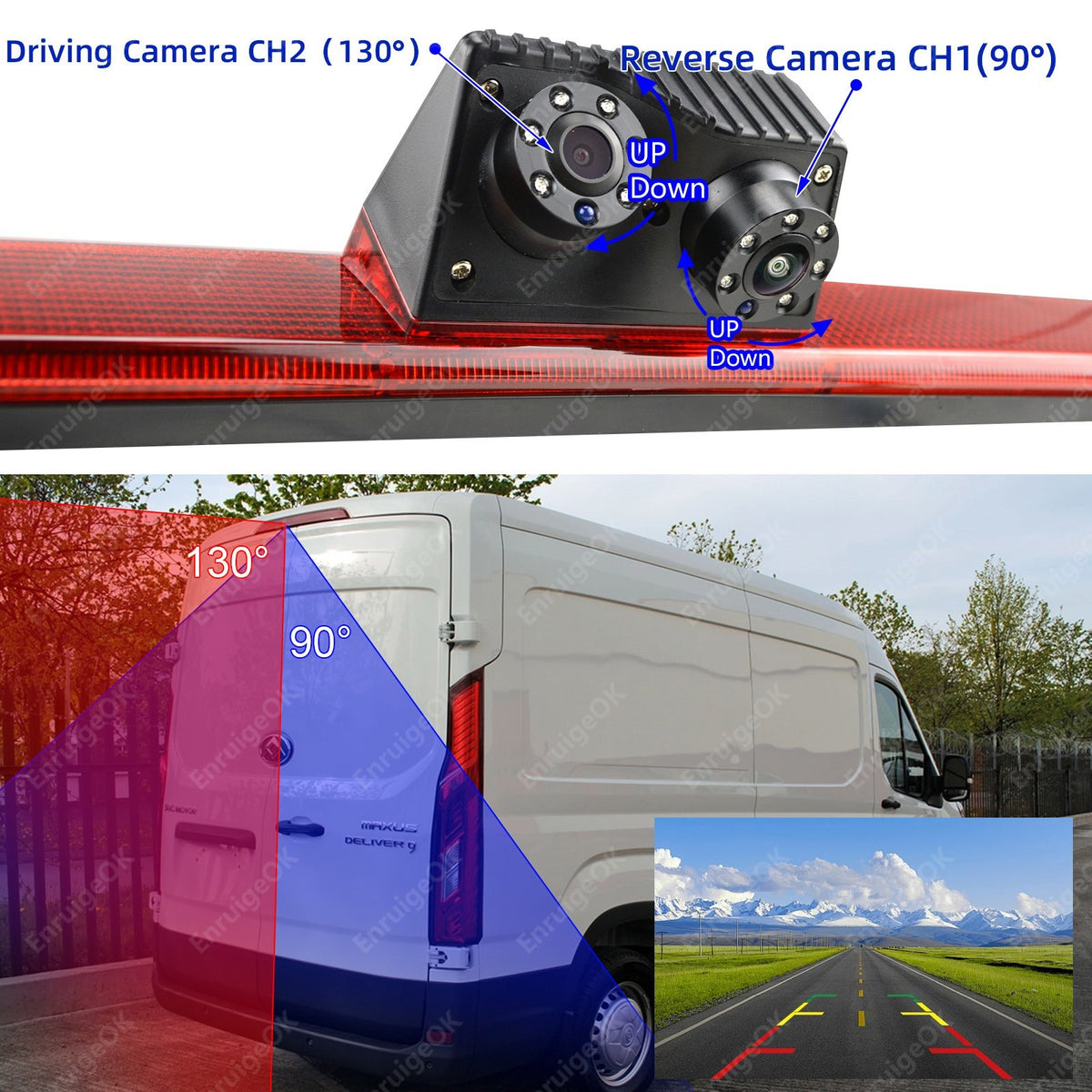 NEW Daul Brake Light Reverse Camera for Maxus LDV Deliver 9 & Dual Split Monitor5