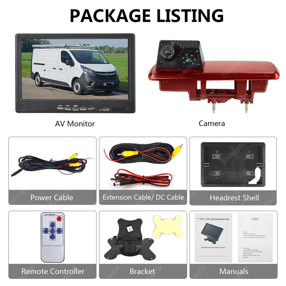 Dual Reverse Camera For Vauxhall Vivaro Renault Trafic Mk3 X82 Brake Light Rear23