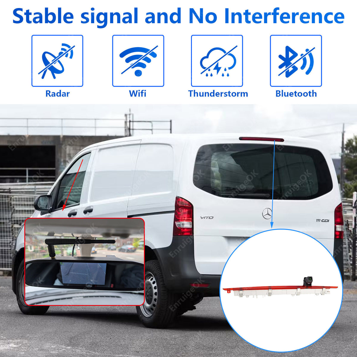 Wireless Brake Light Reversing Camera Kit for Mercedes Vito W447 Tailgate Only4