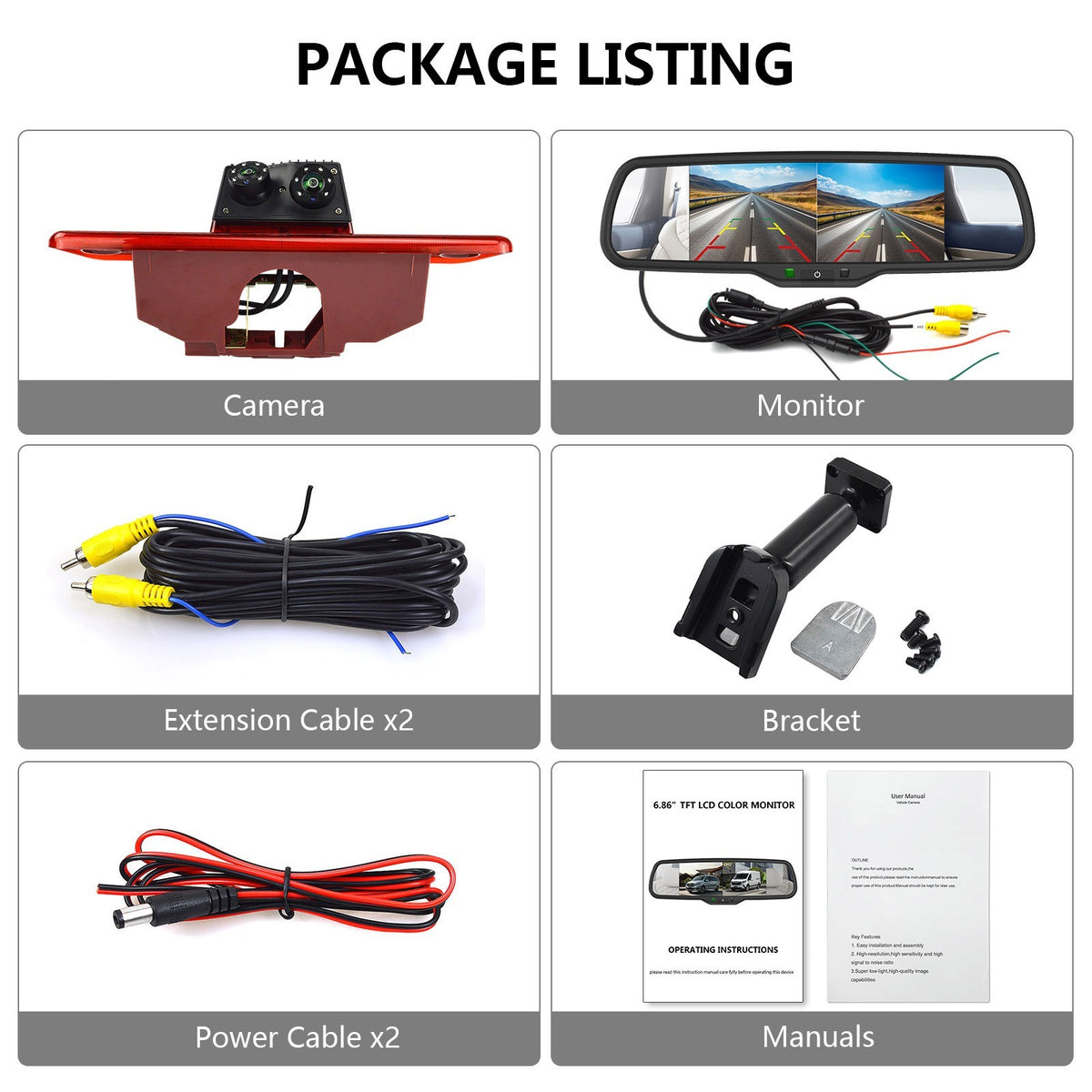 New Brake Light Reversing Camera For Peugeot Expert MK2 + 6.86'' Split Screen2