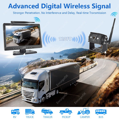 Wireless 10.1" DVR Monitor Split Screen 1080P Rear View Camera BSD For Truck/Bus4