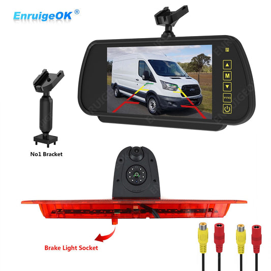Dual Lens 3rd Brake Light Rear View Backup Camera for Ford Transit + 7'' Monitor0