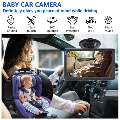 Baby Car Camera AHD 1080P Night Vision 3X Zoom USB Plug 7'' IPS Full View Screen1