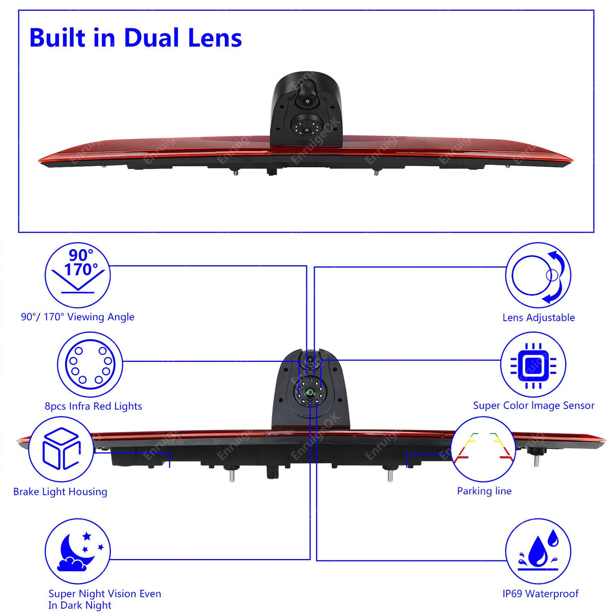 Dual Brake Light Reversing Camera for Maxus Deliver 9 & 6.86" DVR Split Monitor5