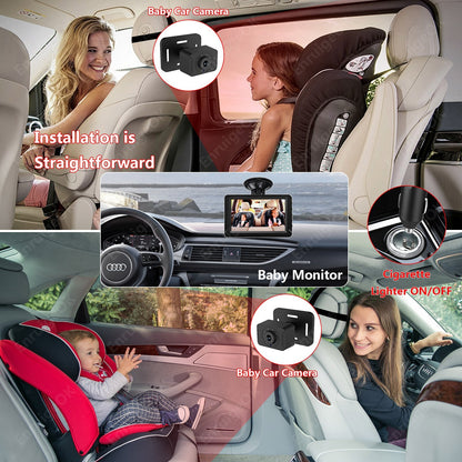 Baby Car Camera 5" 1080P Monitor 360° Rotation USB Plug with HD IR Night Vision6
