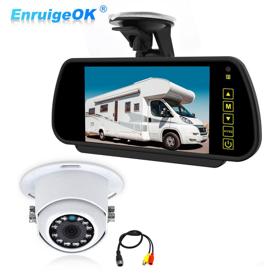 7" Rear View Mirror Monitor & White Dome Reversing Camera for Motorhome Vans0
