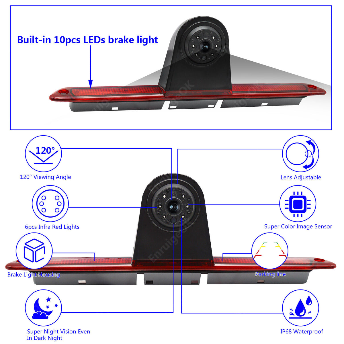 7" Monitor Rear Brake Light Reversing Camera For VW Crafter/Mercedes Sprinter5