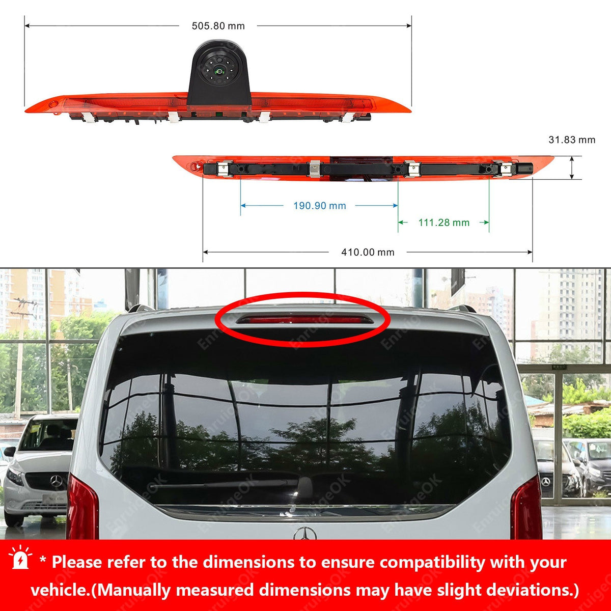 Brake Light Reversing Camera for Mercedes-Benz V-Class V260 V260L & 7" Monitor4