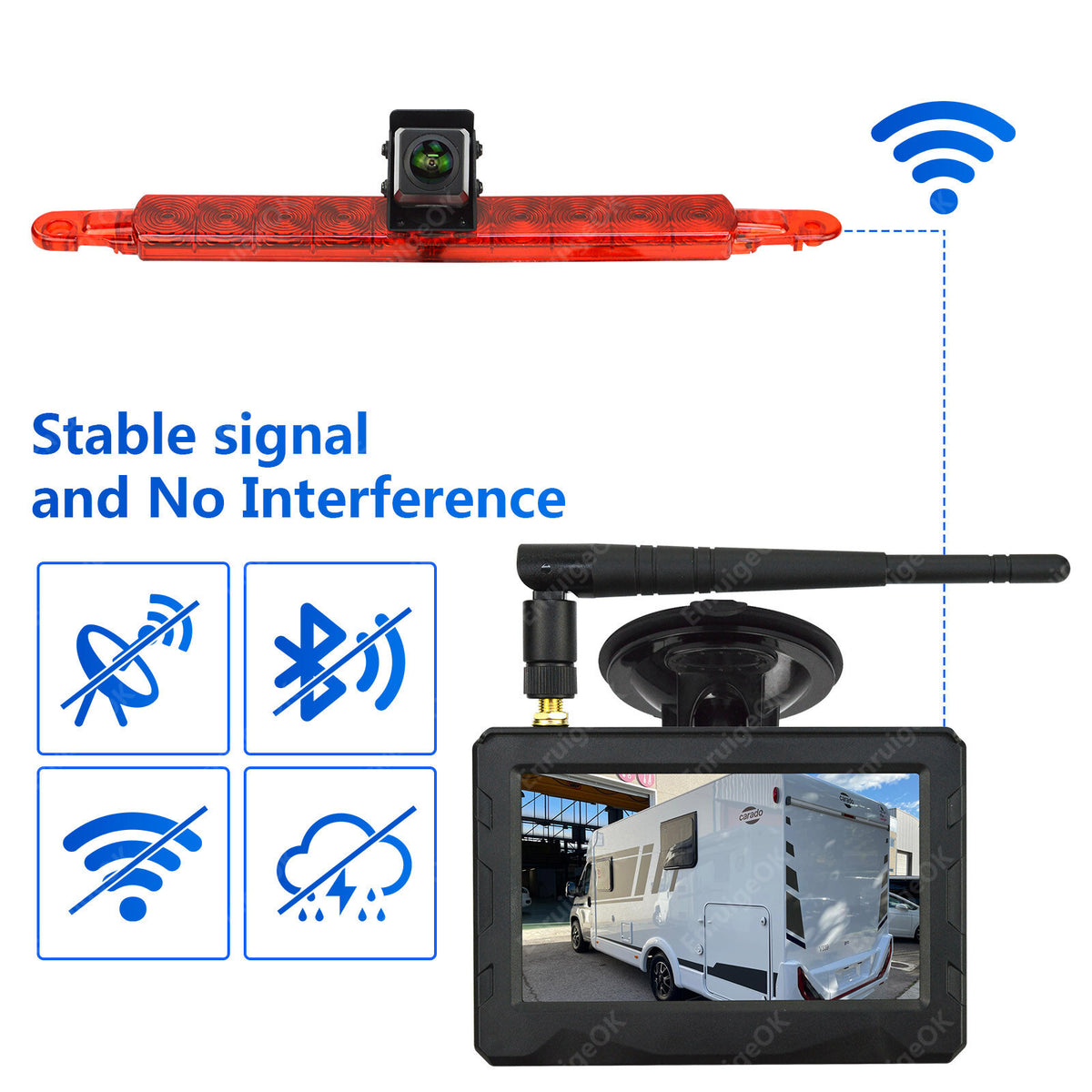 Wireless Universal Brake Light Reverse Camera Kit for Commercial Van5