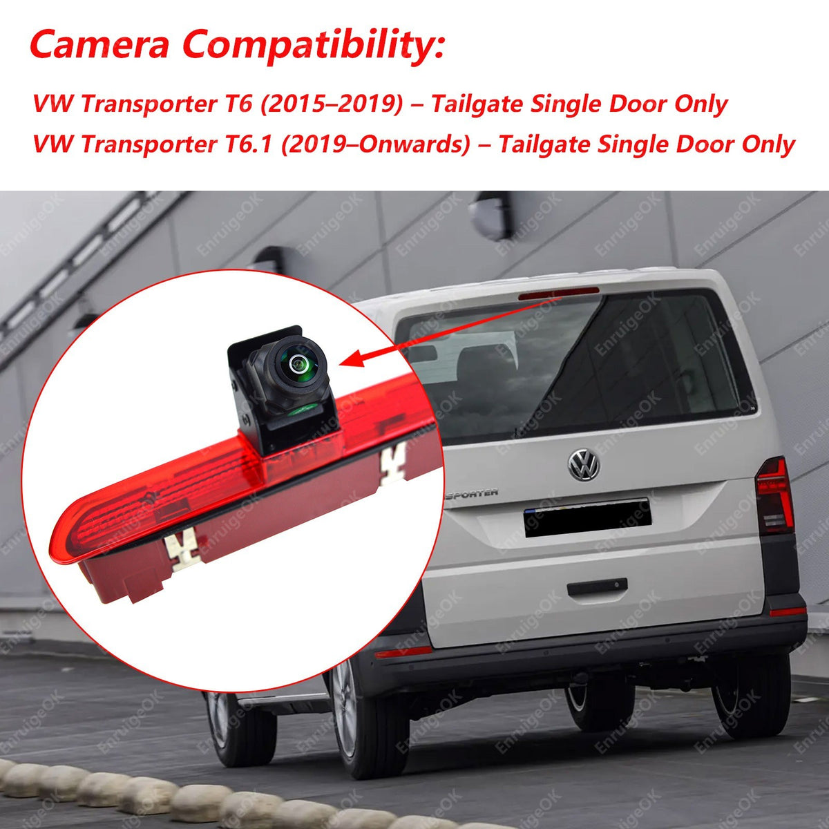 Rear Brake Light Reversing Camera for VW Transporter T6 Tailgate 2016-Onwards2