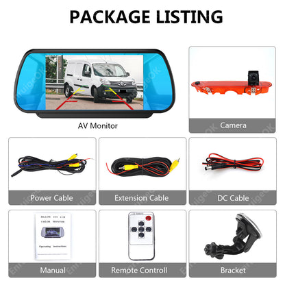 7" Mirror Monitor Brake Light Reversing Camera For Renault Kangoo Mercedes Citan9