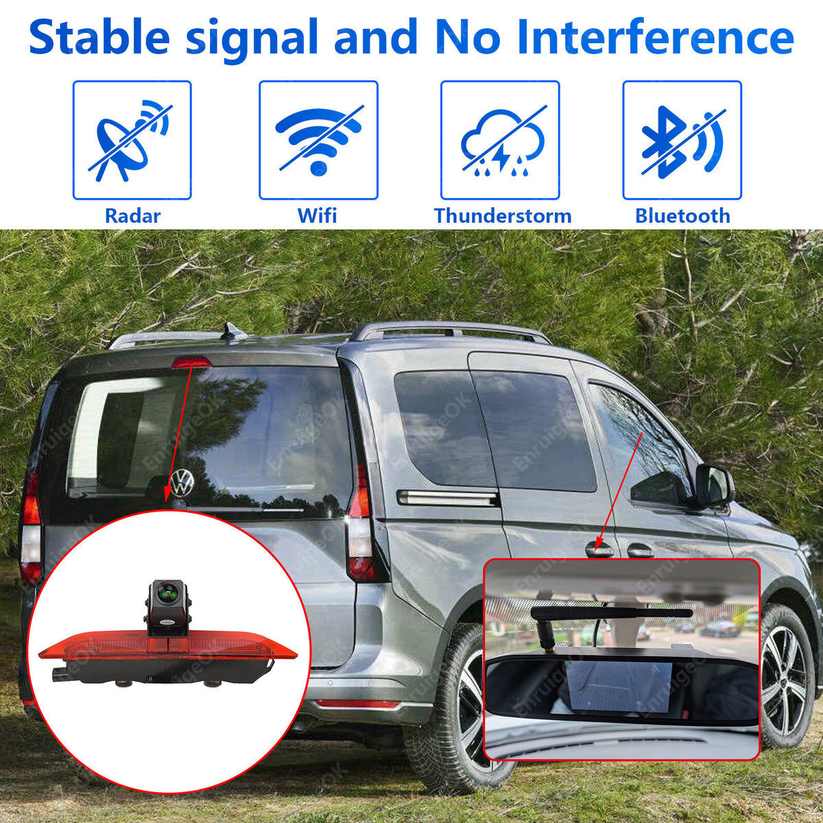 For VW Caddy MK4 2020-Present Wireless Rear Brake Light Reversing Camera Kit3