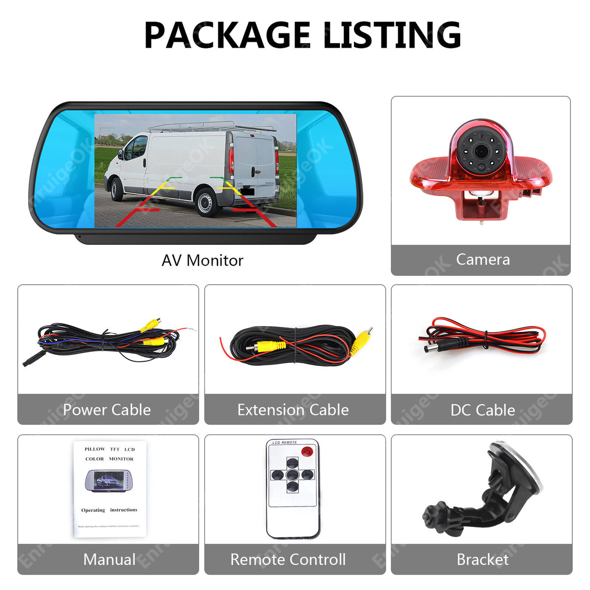 7" Monitor Brake Light Reversing Camera For Renault Trafic Vauxhall Opel Vivaro6