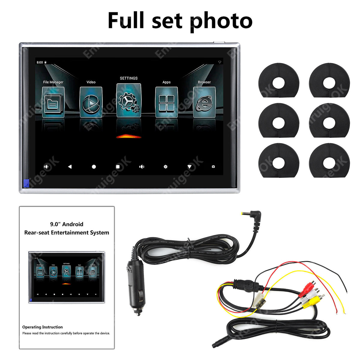 9'' Touch Screen Car Headrest Monitor Rear Seat Entertainment 1080P Media Player1