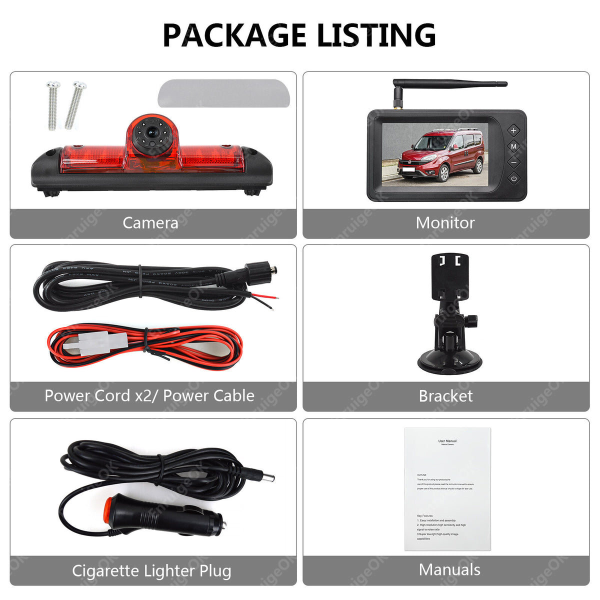 Wireless Brake Light Reversing Camera For Fiat Ducato Citroen Relay & 5" Monitor18