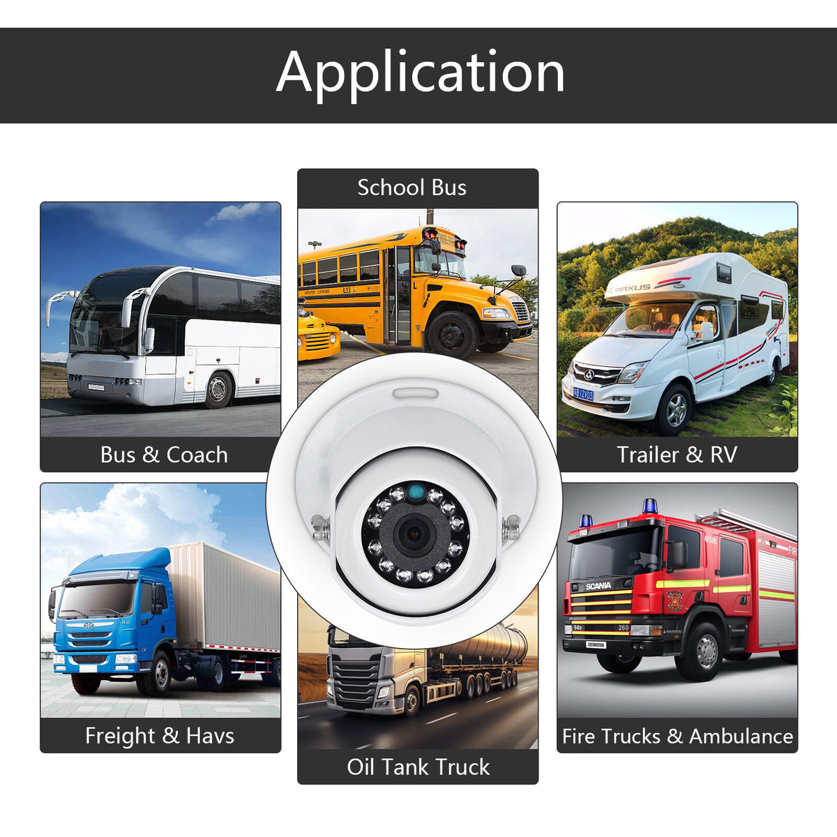 White 4 PIN Heavy Duty Caravan IR Colour Reversing Rear view Camera 9V-36V Bus1