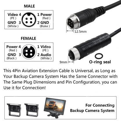 7" Monitor Reversing Backup HD Camera Parking Rear View System For RV Truck Bus8