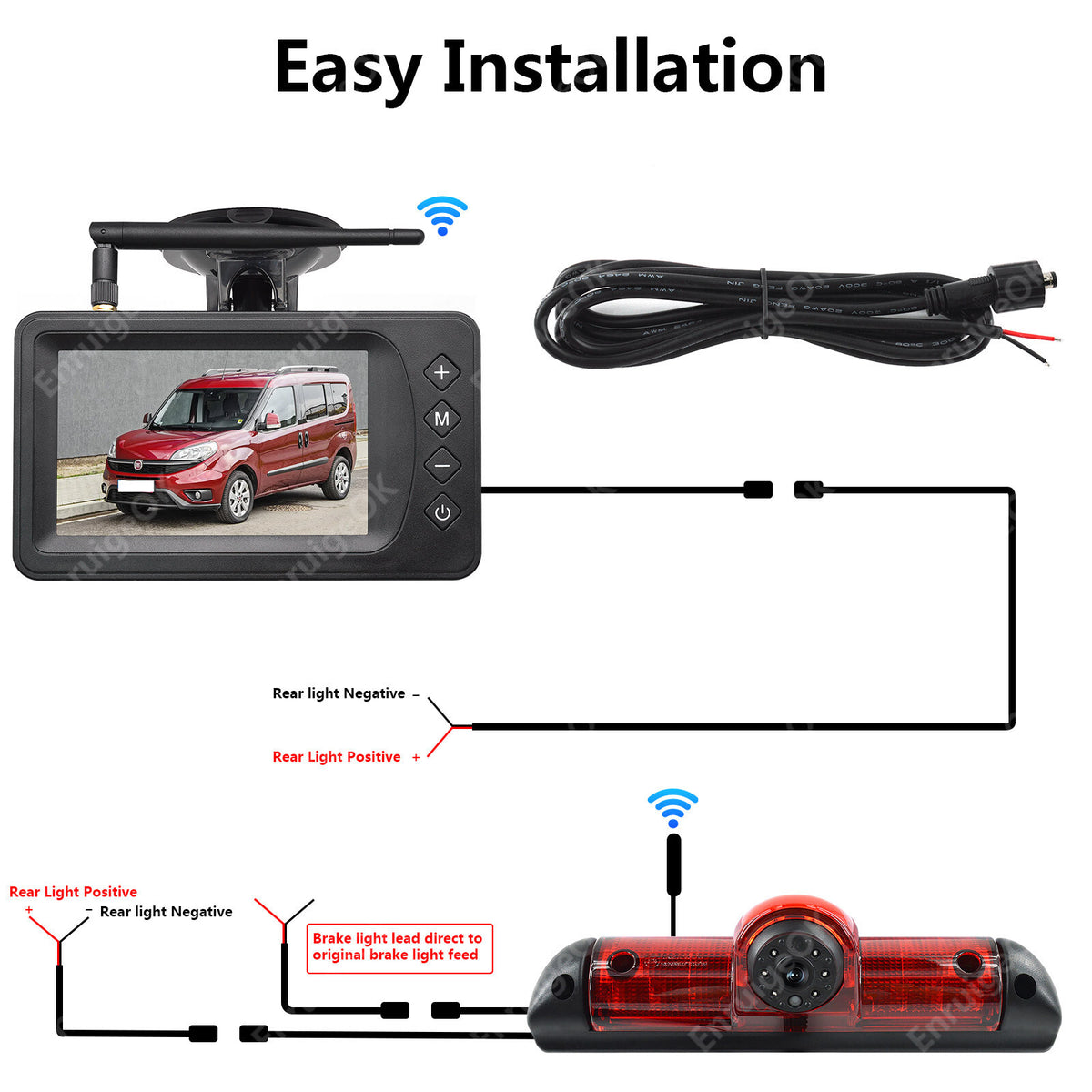 Wireless Brake Light Reversing Camera For Fiat Ducato Citroen Relay & 5" Monitor17