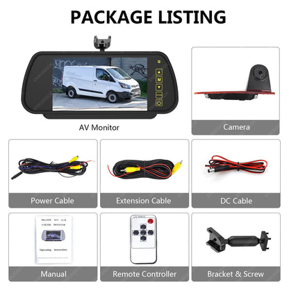 3rd Brake Light Rear View Backup Camera for Ford Transit Custom Van +7'' Monitor10