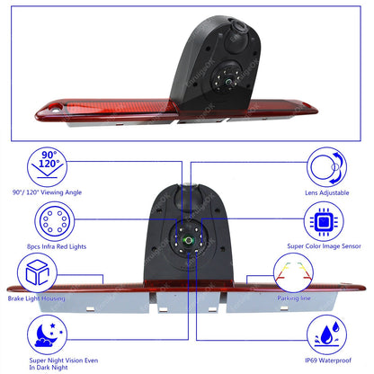 For Mercedes Sprinter VW Crafter Dual Lens Rear Brake Light Reversing Camera Kit5