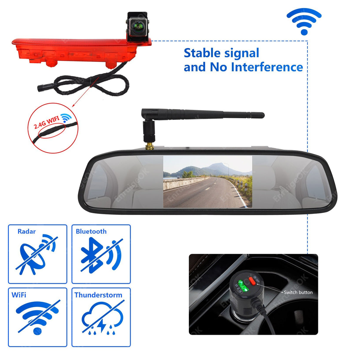 Wireless Reverse Camera For VW Transporter T5 T5.1 Barn Doors Brake Light Fit4