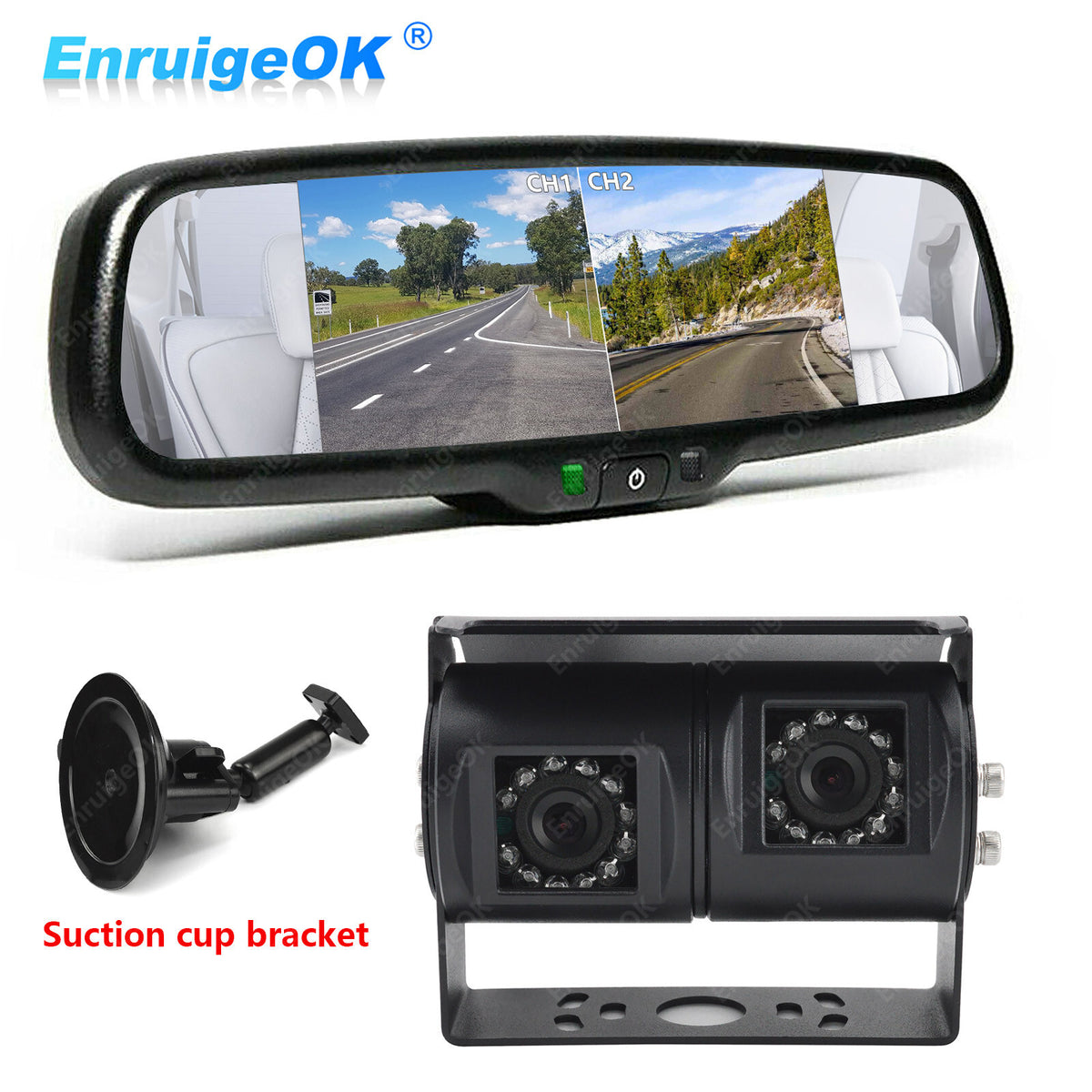 Motorhome Van Dual Twin Reversing Rear View Parking Camera & 6.86 Split Monitor0
