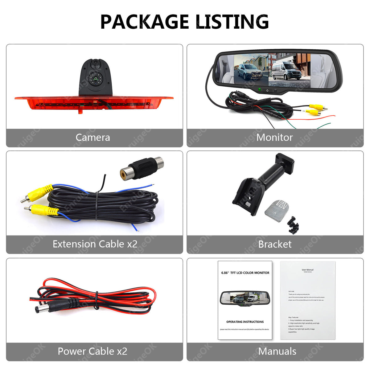 Ford Transit 350 MK8 Rear Brake Light Reversing Camera &6.86" Dual Split Monitor23