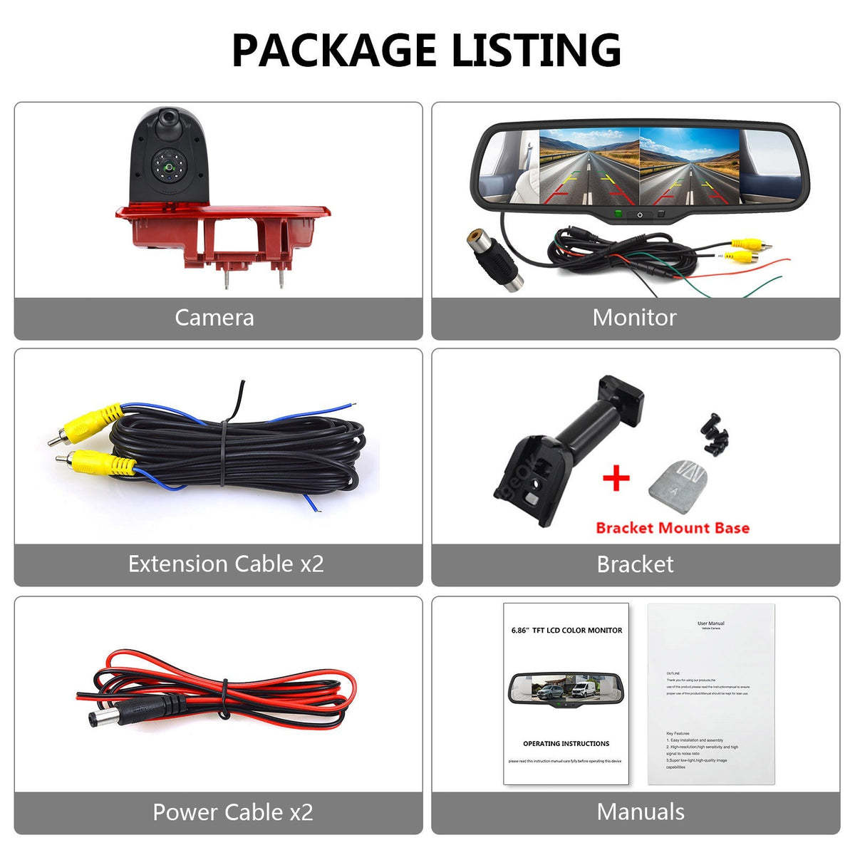 Dual Lens Rear Brake Light Reversing Camera Kit for Opel Vivaro Renault Trafic 32