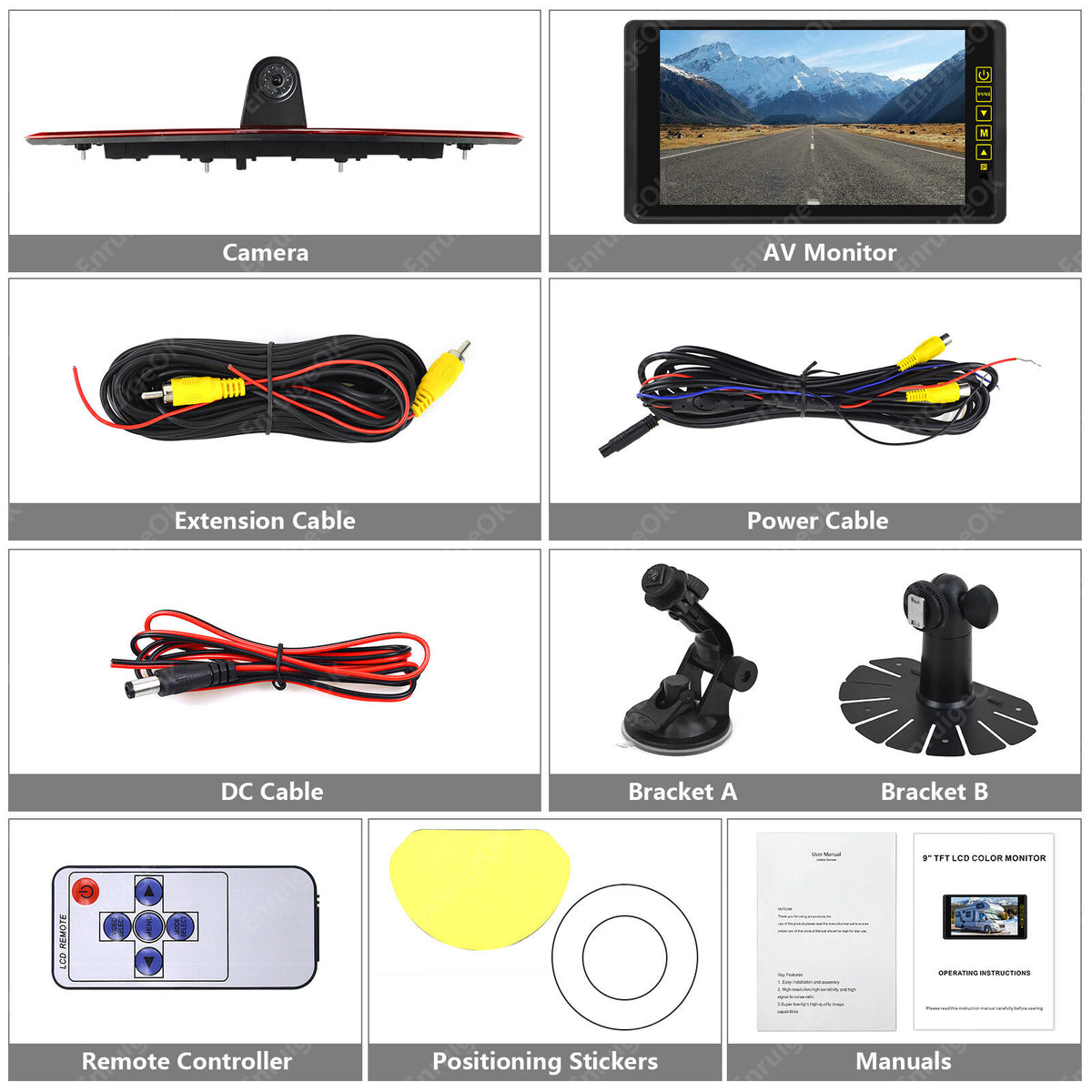 Rear Brake Light Reversing Camera for Maxus Deliver 9 Van &9" Mirror Monitor Kit14
