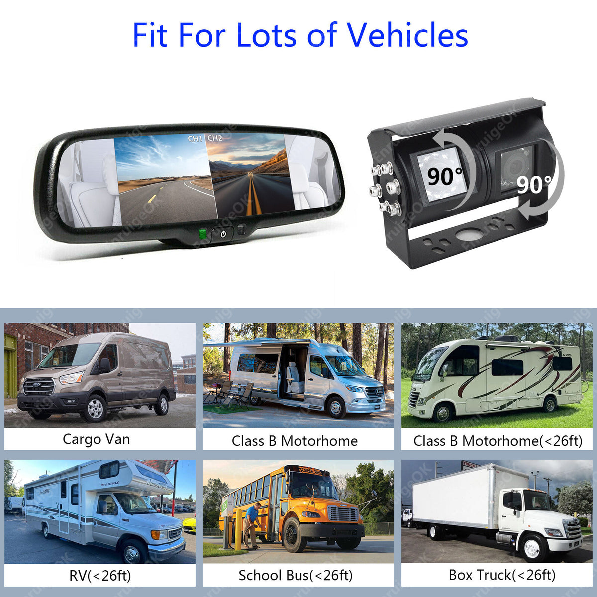 Dual Twin Rear View Reversing Camera for Motorhome Van & 6.86" Split Screen2