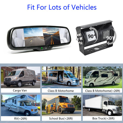 Dual Twin Rear View Reversing Camera for Motorhome Van & 6.86" Split Screen2