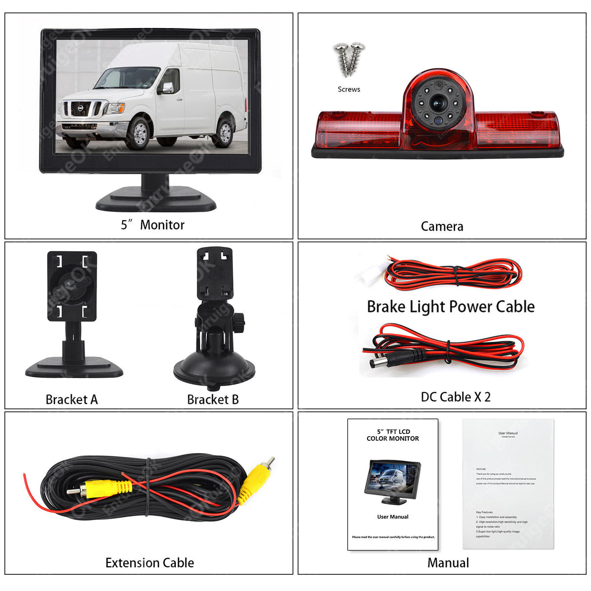 Universal Surface Mount Brake Light Reverse Camera Kit for Commercial Vans6