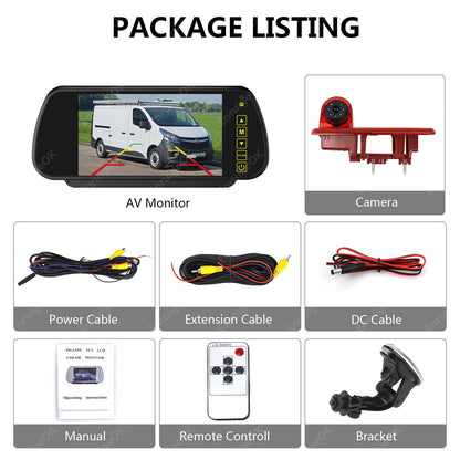 7'' Monitor Brake Light Reverse Camera For Opel Vauxhall Vivaro Renault Trafic11