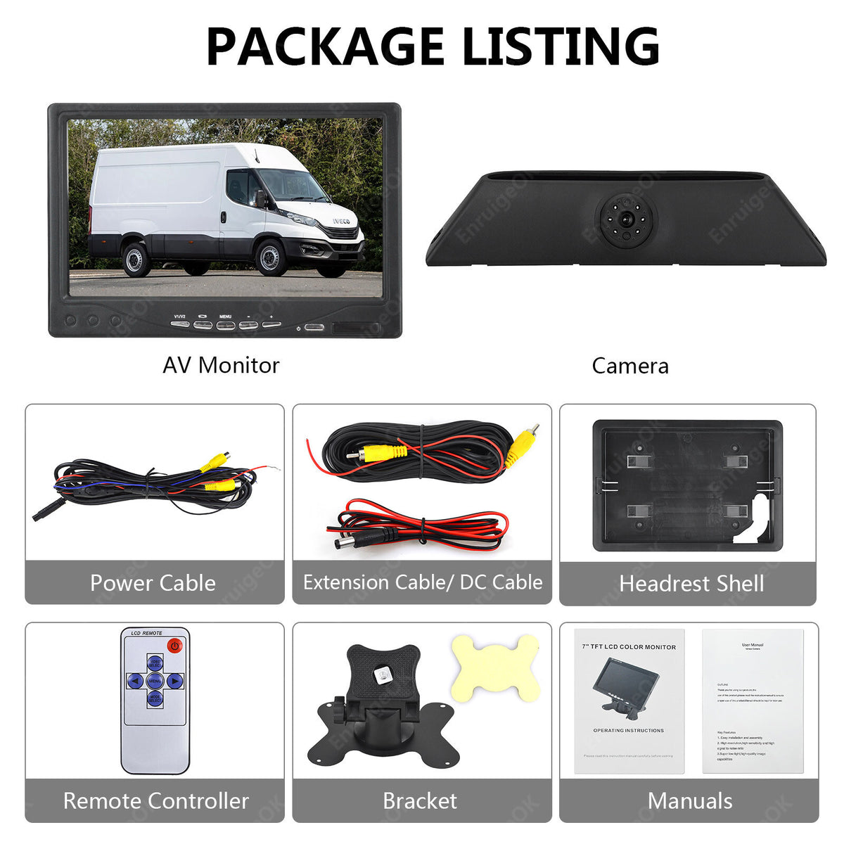Car Rear View Reverse Camera For IVECO Daily 4 2011-2014 Brake Light &7" Monitor6