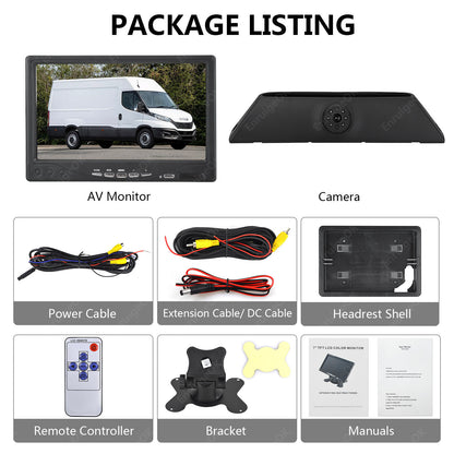 Car Rear View Reverse Camera For IVECO Daily 4 2011-2014 Brake Light &7" Monitor6