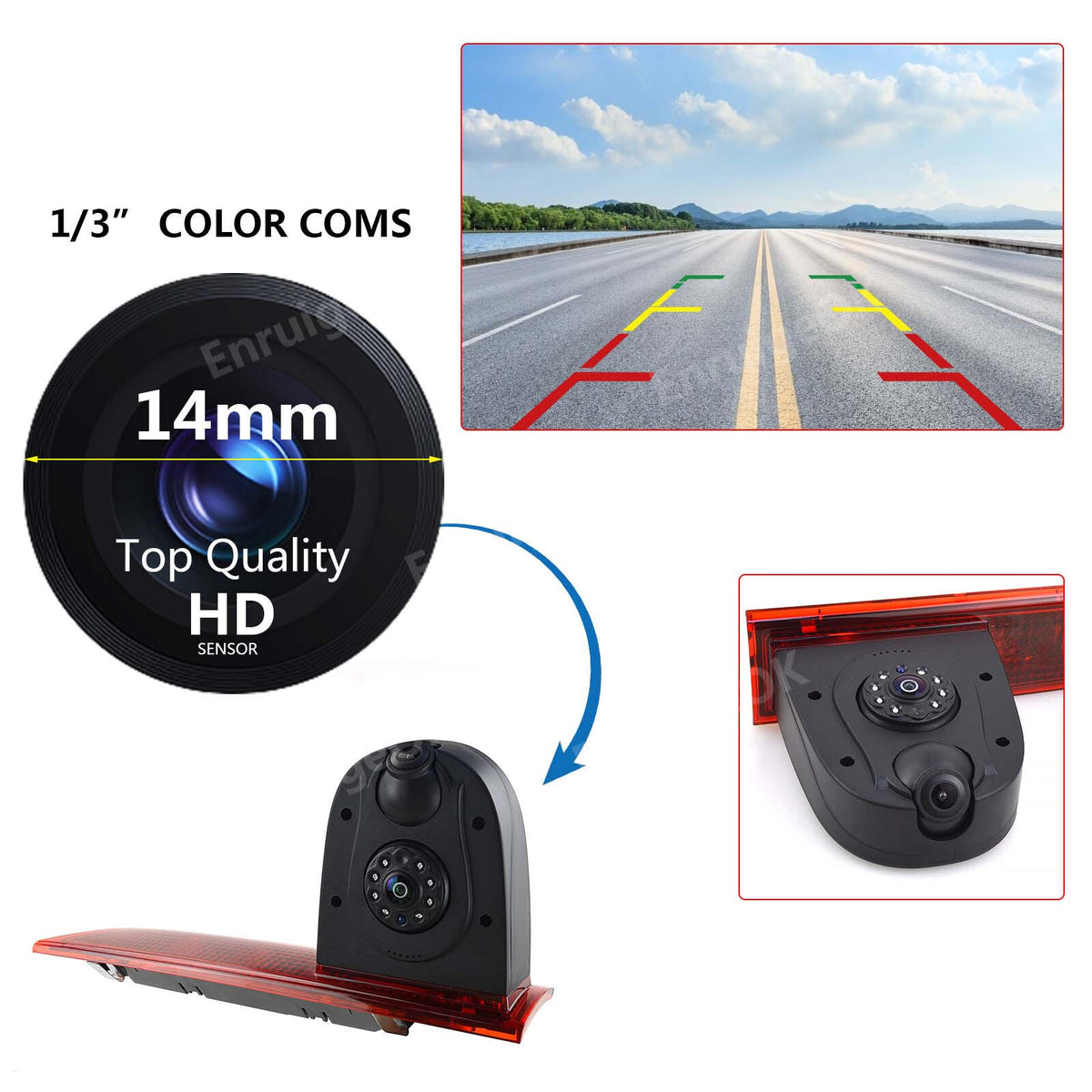 Dual Brake Light Reverse Camera For Ford Transit Custom 2016-Present Barn Doors10