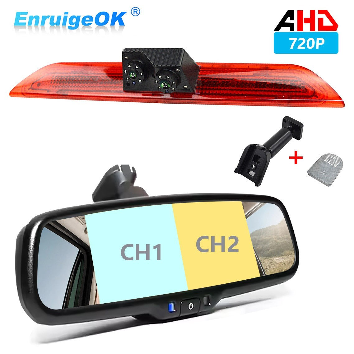 New Rear Brake Light Reversing Camera Ford Transit 350 MK8 & Dual Split Monitor0