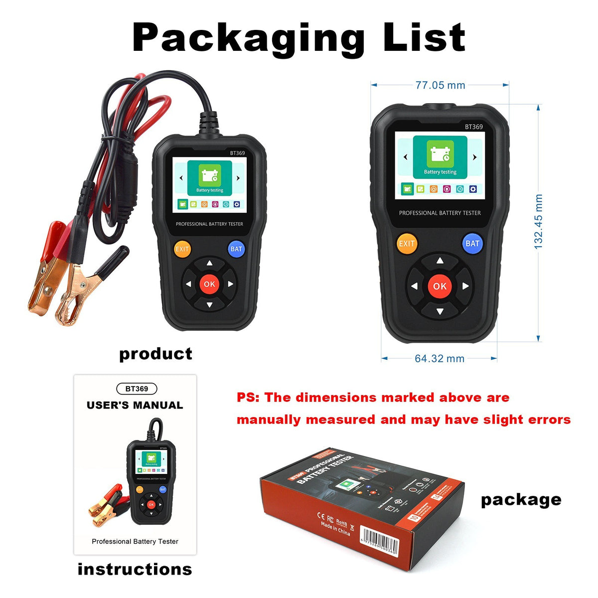 Car Battery Tester 12V/24V Load Tester Charging System Analyzer CCA SOH SOC7