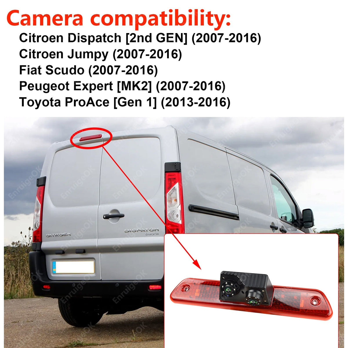 New Brake Light Reversing Camera For Peugeot Expert MK2 + 6.86'' Split Screen3