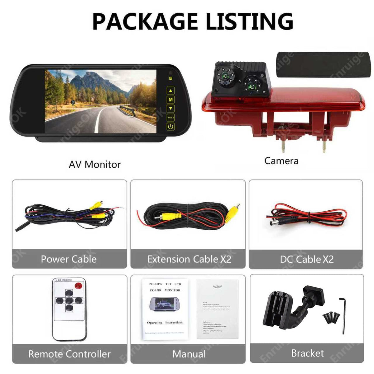 Dual Rear Brake Light Reversing Camera Kit for Vauxhall Vivaro Renault Trafic22