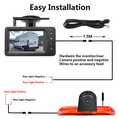 Wireless 5" Monitor & Brake Light Reversing Camera For Fiat Ducato Citroen Relay10
