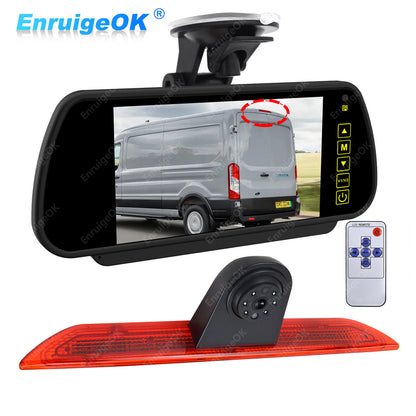 7" Mirror Monitor & Rear Brake Light Reverse Camera For Ford Transit Van 350 MK80