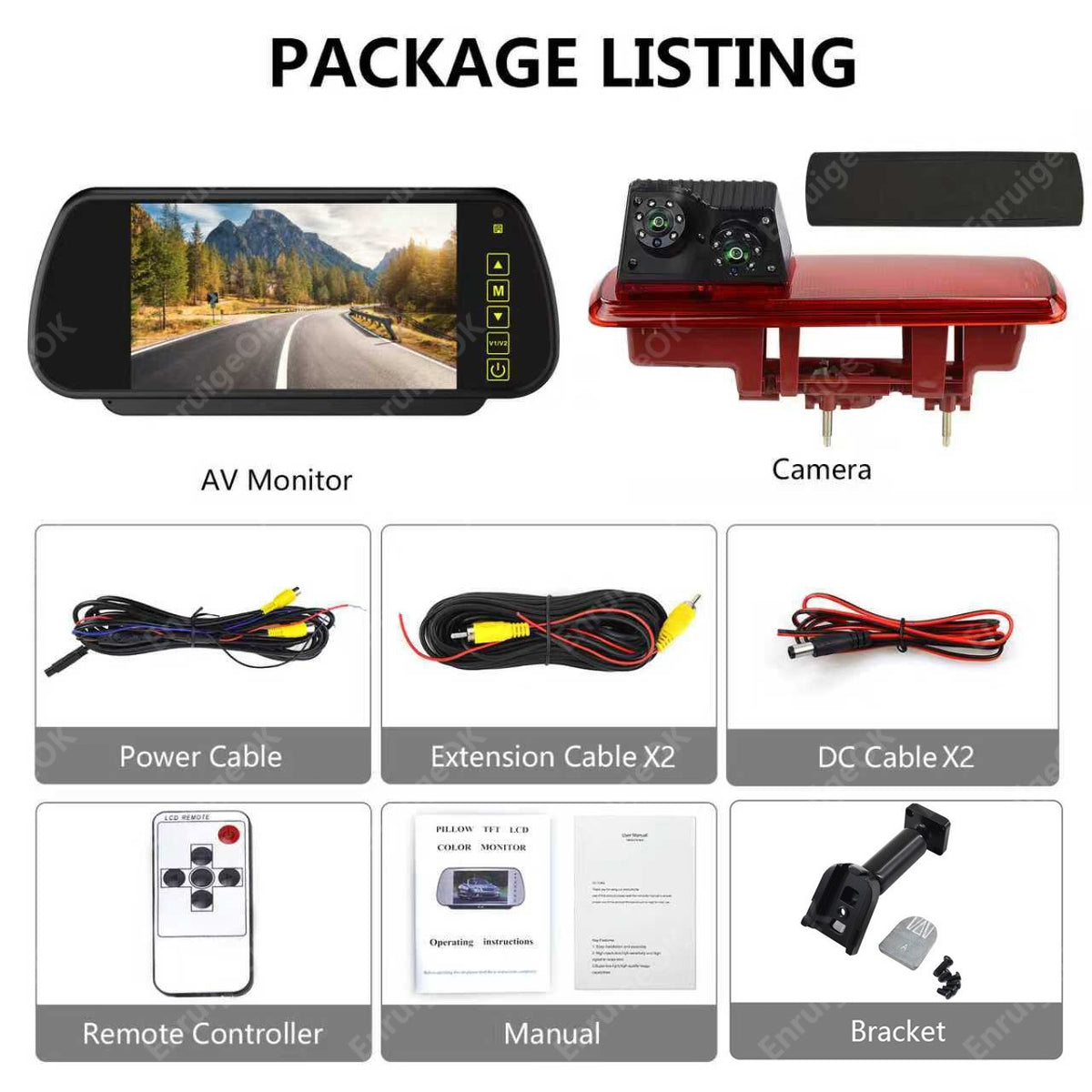 Dual Brake Light Reversing Camera Kit For Vauxhall Renault Vivaro Opel Trafic23
