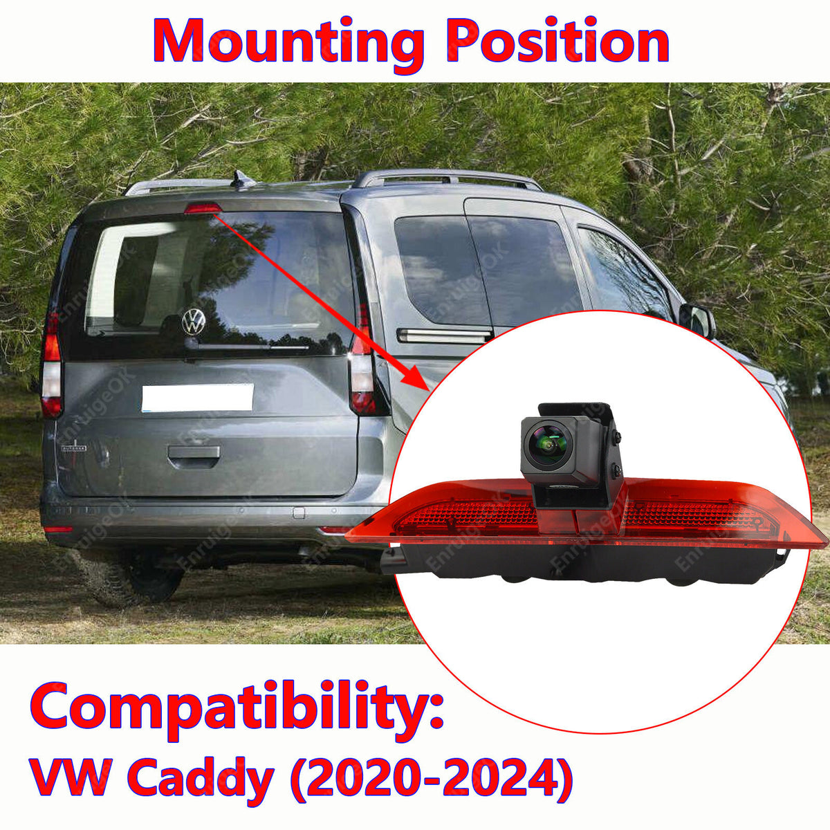 Wireless Rear Brake Light Reversing Camera Kit For VW Caddy MK4 (2020-Present)2
