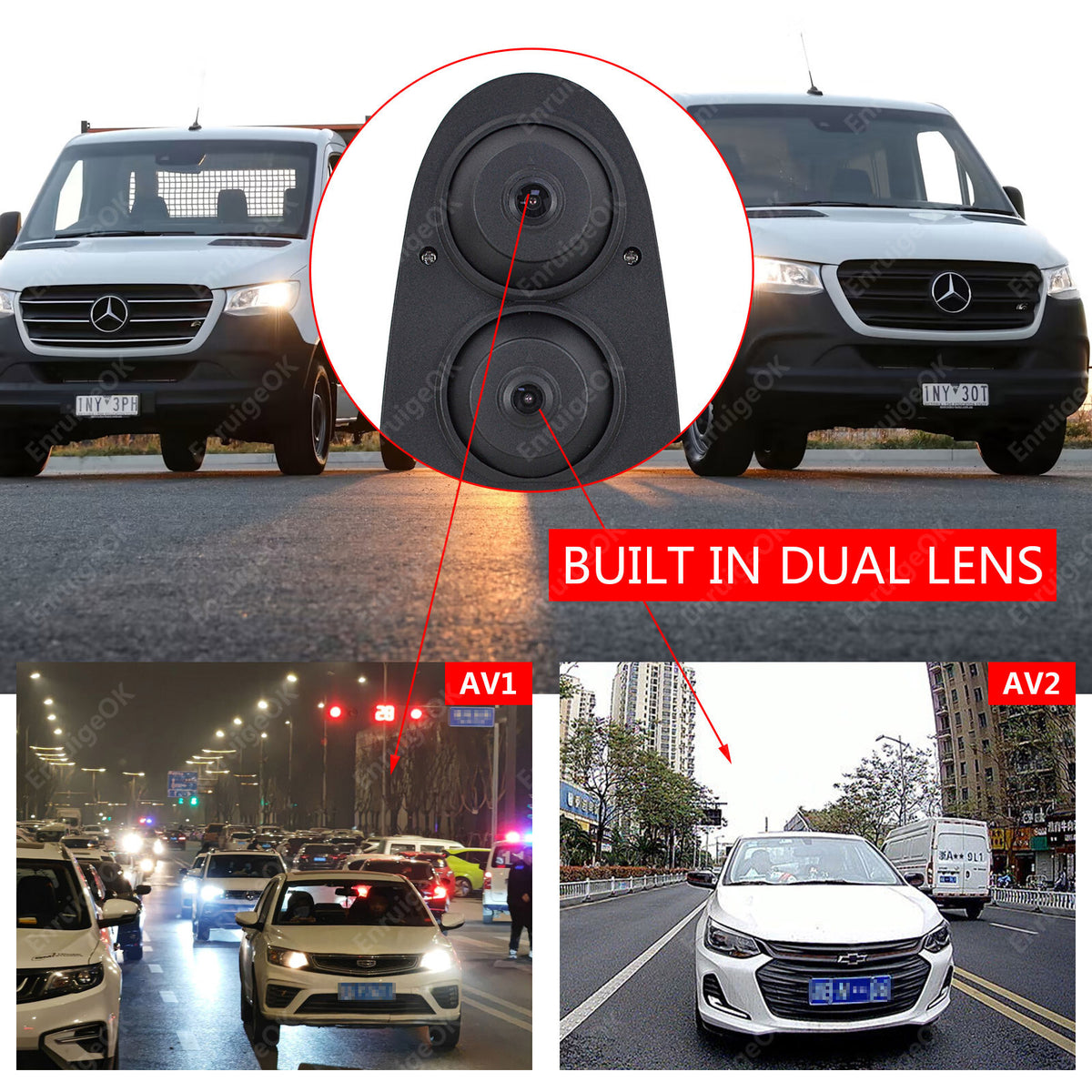 Dual Lens Rear View Reverse Camera Roof Mount For Mercedes-Benz Sprinter Van3