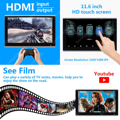11.6 Inch Car Headrest Player Rear Auto Monitor Video USB TF WIFI BT Androind 113