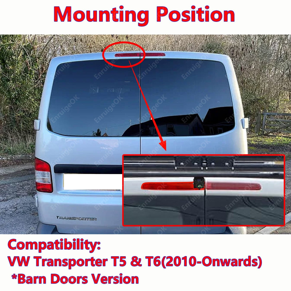 For Volkswagen Transporter T5 T6 Van Brake Light Rear View Reversing Camera Kit2