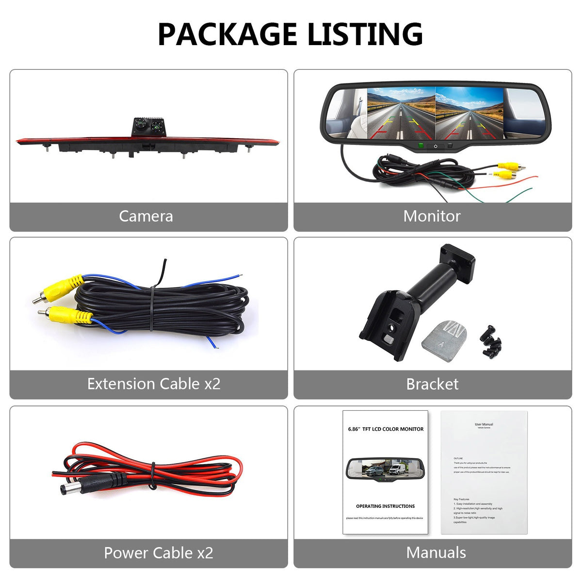 NEW Daul Brake Light Reverse Camera for Maxus LDV Deliver 9 & Dual Split Monitor2