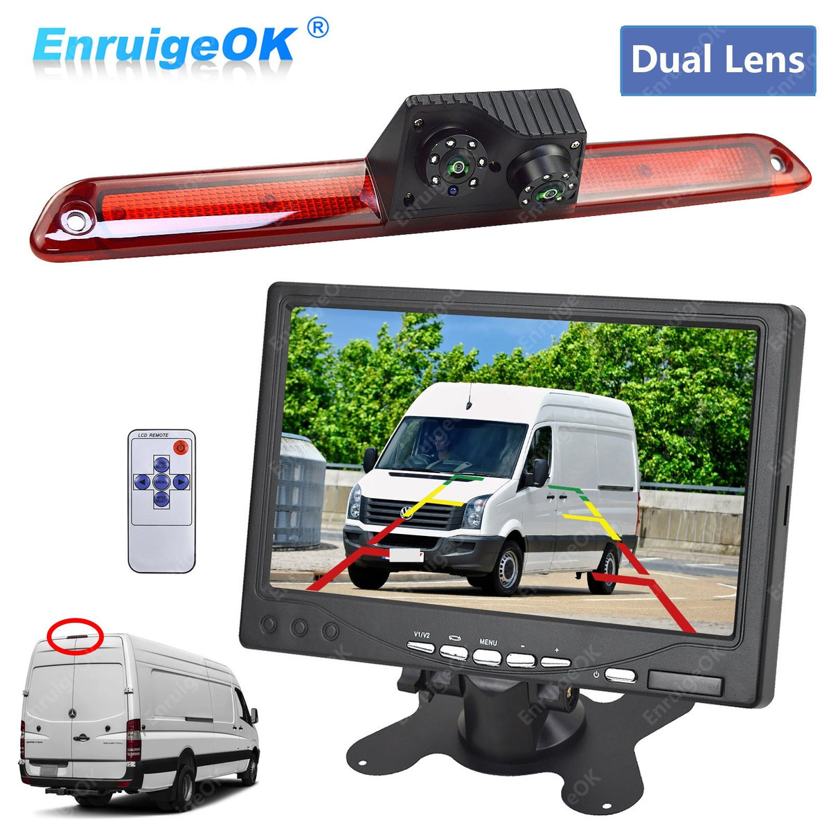 Dual Reverse Camera Kit For VW Crafter Mercedes Sprinter W639 Brake Light Rear0