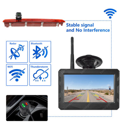 Wireless VW Transporter Caddy MK4 Reverse Camera Brake Light T6 Tailgate Models3